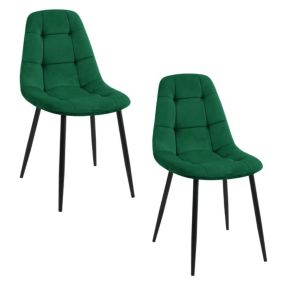 Lot de 2 chaises matelassées de salle à manger en velours AKORD SJ.1 Vert Bouteille