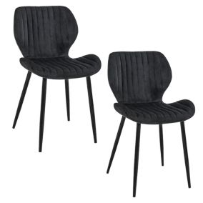 Lot de 2 chaises matelassées de salle à manger en velours AKORD SJ.17 Noir