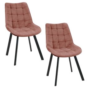 Lot de 2 chaises matelassées de salle à manger en velours AKORD SJ.22 Rose