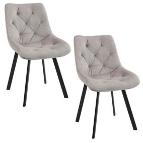 Lot de 2 chaises matelassées de salle à manger en velours AKORD SJ.33 Beige