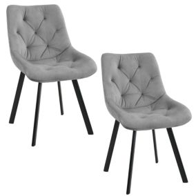 Lot de 2 chaises matelassées de salle à manger en velours AKORD SJ.33 Grise