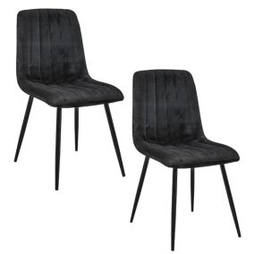 Lot de 2 chaises matelassées de salle à manger en velours AKORD SJ.9 Noir