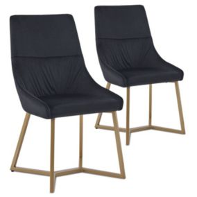 Lot de 2 chaises Matelassées en Velours "Elba" 88cm Noir