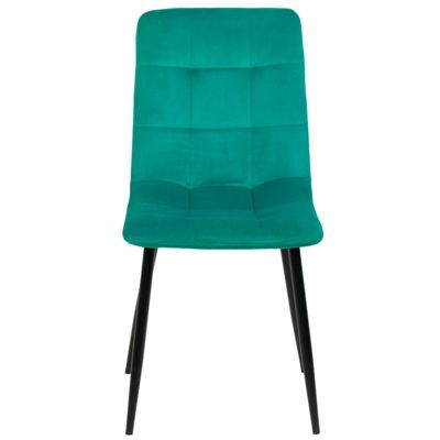 Lot de 2 chaises matelassées en velours vert pied métal noir - LOUISE