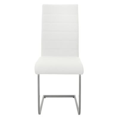 Lot de 2 chaises pied luge blanc en simili cantilever à dossier haut pour salon