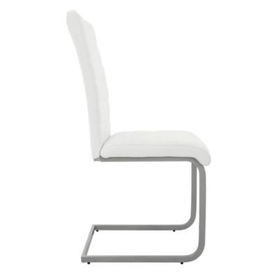 Lot de 2 chaises pied luge blanc en simili cantilever à dossier haut pour salon