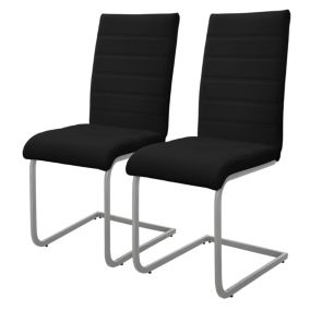 Lot de 2 chaises pied luge noir en simili cantilever à dossier haut pour salon