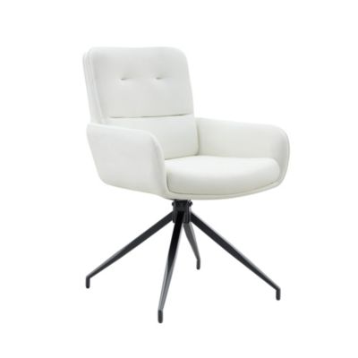 Lot de 2 chaises pivotantes en PU blanc avec pieds en métal noir