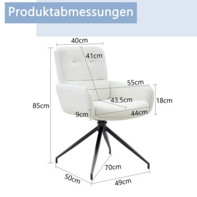 Lot de 2 chaises pivotantes en PU blanc avec pieds en métal noir