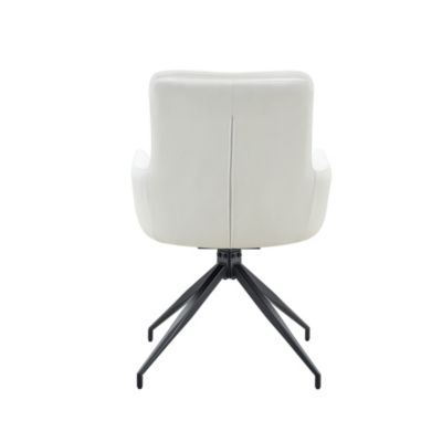 Lot de 2 chaises pivotantes en PU blanc avec pieds en métal noir