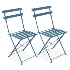 Lot de 2 chaises pliantes en acier bleu pacific  Oviala