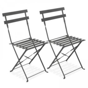 Lot de 2 chaises pliantes en acier grises  Oviala