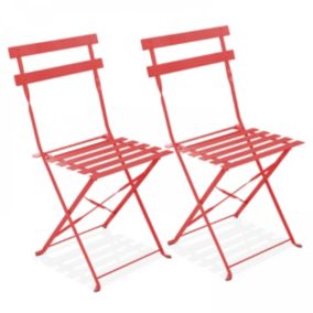 Lot de 2 chaises pliantes en acier rouges  Oviala