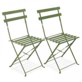 Lot de 2 chaises pliantes en acier vert cactus  Oviala