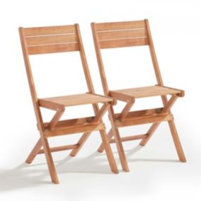 Lot de 2 chaises pliantes en bois d'eucalyptus  Oviala