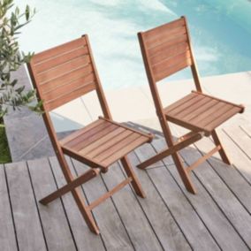 Lot de 2 chaises pliantes en bois d'eucalyptus  Oviala