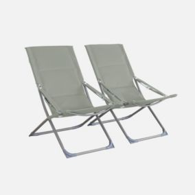 Lot de 2 chaises pliantes kaki PARMA en acier / polyester 600D. 84 x 62 x 87 cm