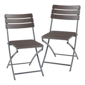 Lot de 2 chaises pliantes Lillestroem 81 x 46 x 58 cm effet bois marron foncé en.casa