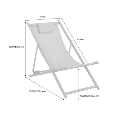 Lot de 2 chaises pliantes MATERA  acier / textilene avec coussin. kaki. 102 x 62 x 81 cm