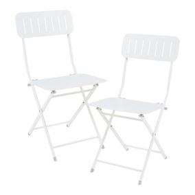 Lot de 2 chaises pliantes Sande acier blanc en.casa