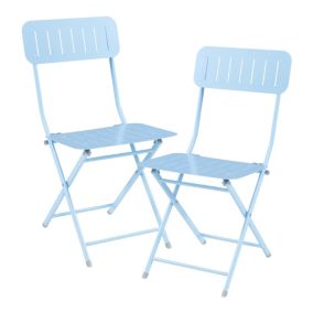 Lot de 2 chaises pliantes Sande acier bleu ciel en.casa