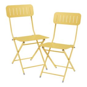 Lot de 2 chaises pliantes Sande acier jaune en.casa