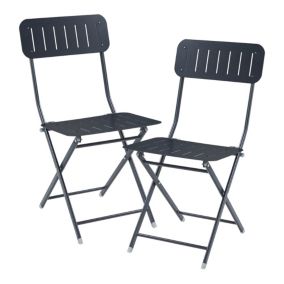 Lot de 2 chaises pliantes Sande acier noir en.casa