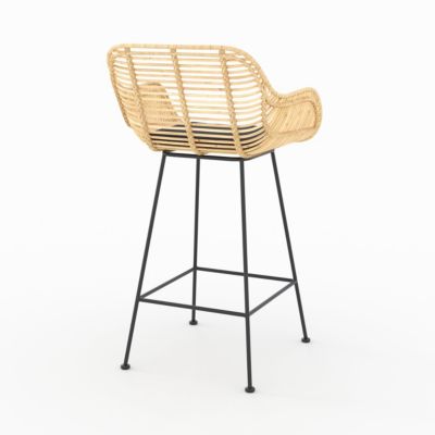 Lot de 2 chaises pour îlot central 66 cm en rotin et tissu noir - Pops