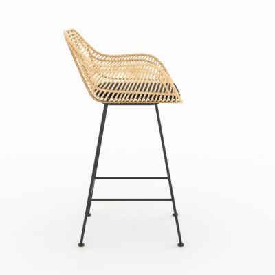 Lot de 2 chaises pour îlot central 66 cm en rotin et tissu noir - Pops