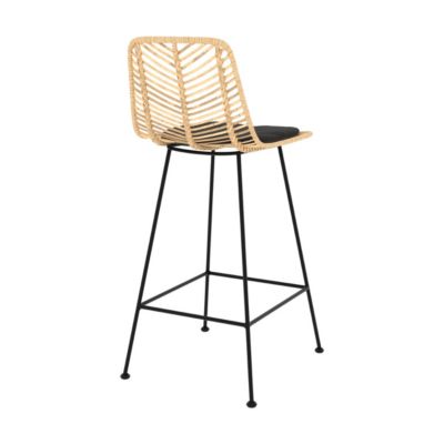 Lot de 2 chaises pour îlot central 66 cm en rotin naturel et noir - Tamara