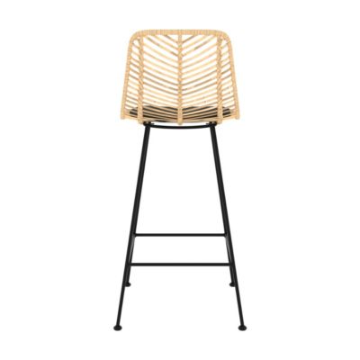Lot de 2 chaises pour îlot central 66 cm en rotin naturel et noir - Tamara