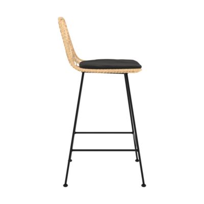 Lot de 2 chaises pour îlot central 66 cm en rotin naturel et noir - Tamara