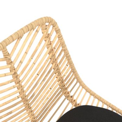 Lot de 2 chaises pour îlot central 66 cm en rotin naturel et noir - Tamara