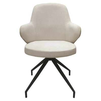 Lot de 2 chaises rotatives 180 degré tissu chiné et simili beige - DUFFY