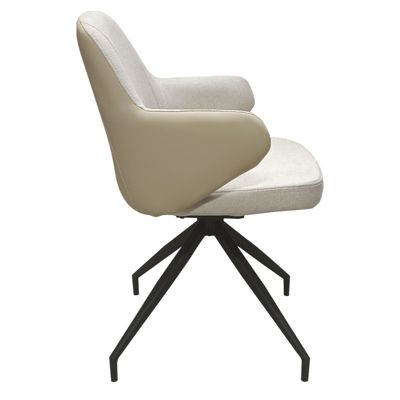 Lot de 2 chaises rotatives 180 degré tissu chiné et simili beige - DUFFY