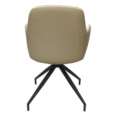 Lot de 2 chaises rotatives 180 degré tissu chiné et simili beige - DUFFY