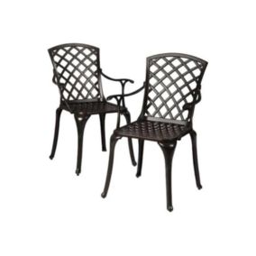 Lot de 2 Chaises Salon de Jardin en Aluminium Durable avec Accoudoir Fauteuils pour Jardin Terrasse Salon de Bistro Noir