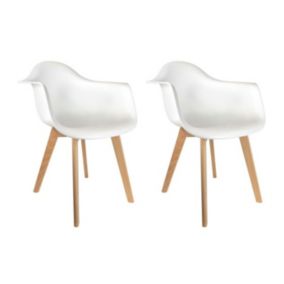 Lot de 2 Chaises Scandinave Enfant "Coque" 42cm Blanc