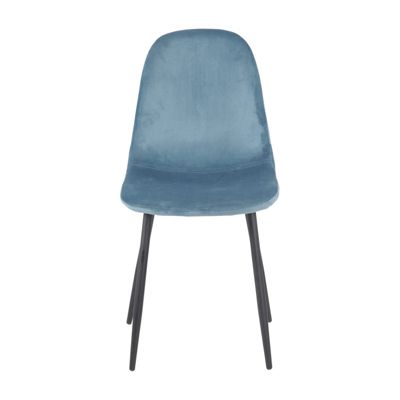 Lot de 2 chaises scandinave velours bleu et pieds métal noir - BIBA