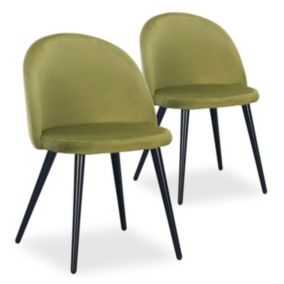 Lot de 2 Chaises Scandinaves Velours "Morro" 78cm Kaki