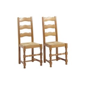 Lot de 2 chaises SEGUIN - Hêtre massif & assise en paille de seigle