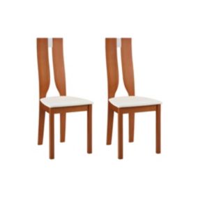 Lot de 2 chaises SILVIA - Hêtre massif - Merisier et blanc