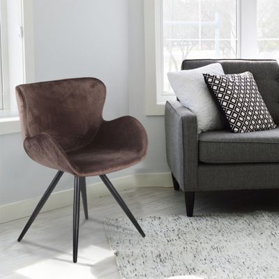 Lot de 2 chaises style scandinave velours marron et métal noir - LOTUS