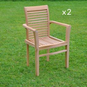 Lot de 2 chaises teck empilables KURSI