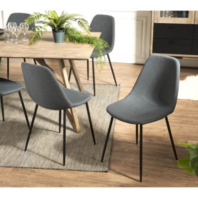 Lot de 2 chaises tissu anthracite et pieds métal noir