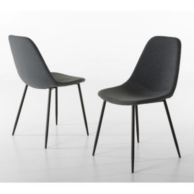 Lot de 2 chaises tissu anthracite et pieds métal noir