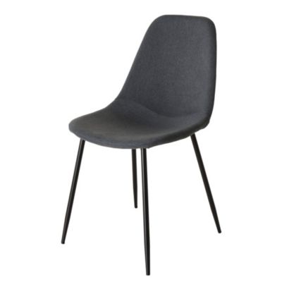 Lot de 2 chaises tissu anthracite et pieds métal noir