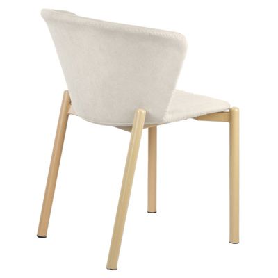 Lot de 2 chaises tissu beige crème et pieds métal effet bois - FOCA