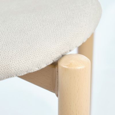 Lot de 2 chaises tissu beige crème et pieds métal effet bois - FOCA