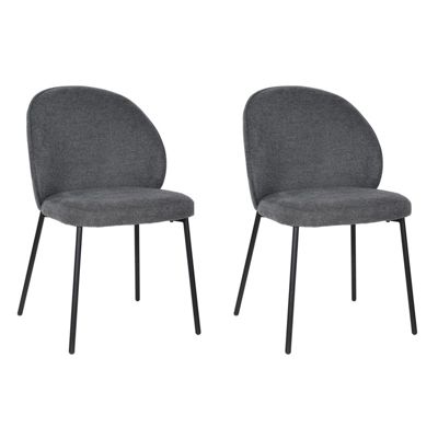 Lot de 2 chaises tissu gris anthracite pieds fins métal noir - BLAIR